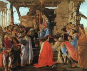 Sandro Botticelli: Háromkirályok imádása, a térdelő alak Cosimo de Medici, mellette Piero ésGiovanni körülöttük a Medici udvar 